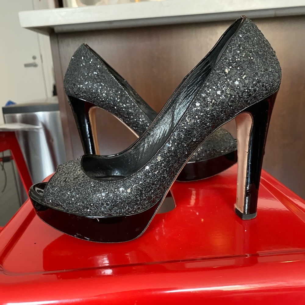 Platform Miu Miu Peep Toe Sequin Heels Size 7.5 - image 8